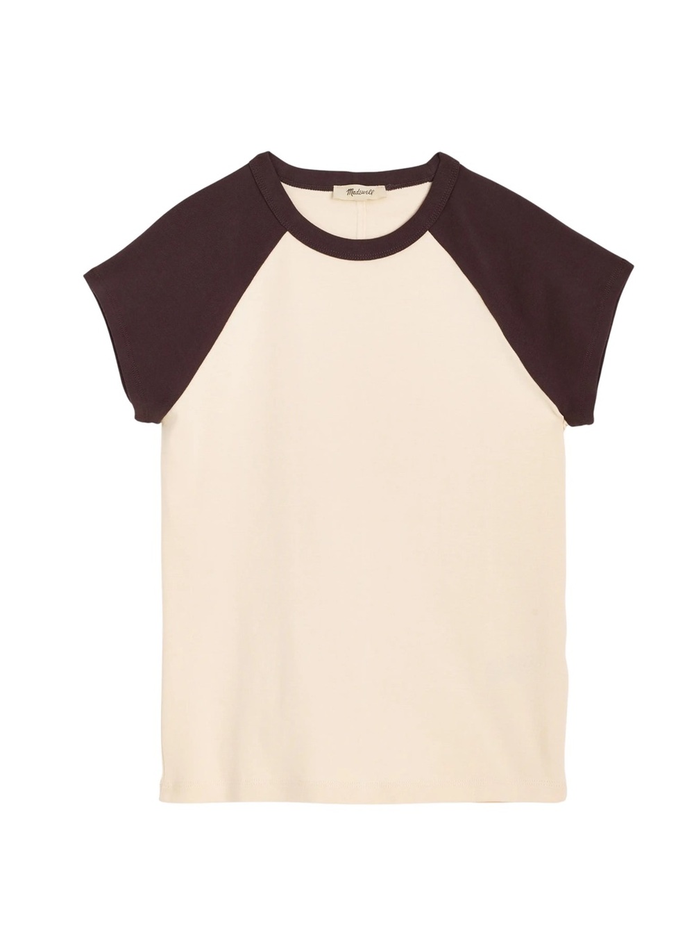Madewell Cream Tee with Dark Brown Raglan Sleeves